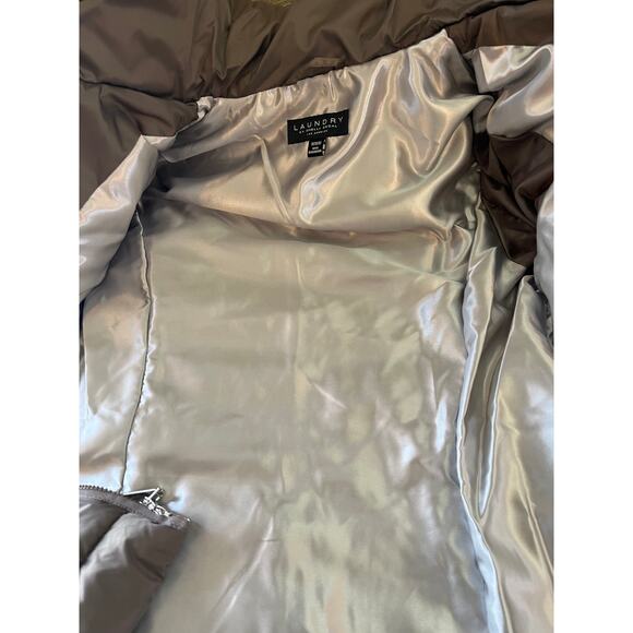 Laundry by Shelli Segal Quilted Pillow Collar Puffer Coat in Taupe Size Med - Picture 14 of 16